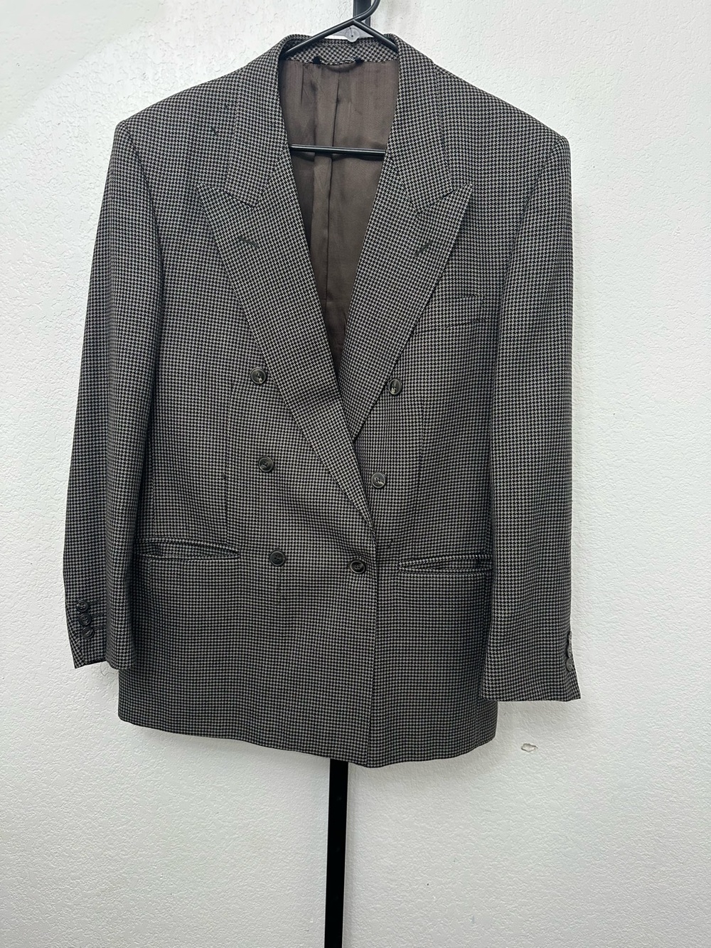 Italian Shoemakers Double-Breasted Houndstooth Blazer - Black & Gray